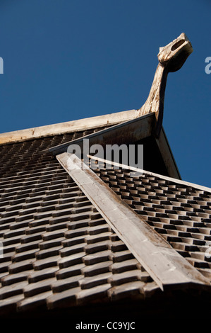 Norvegia, Nordland, arcipelago delle Lofoten, borgelva. lofotr viking museum. Tipica architettura vichinga, capotribù house. Foto Stock