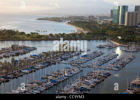 Ilikai Marina, Waikiki, Honolulu, Hawaii. Foto Stock