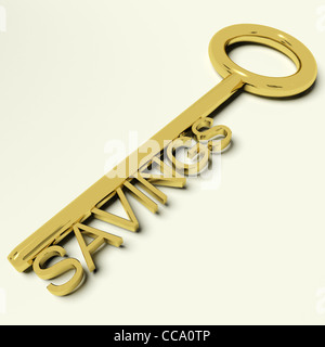 Risparmio chiave d'Oro che rappresentano i soldi e gli investimenti Foto Stock