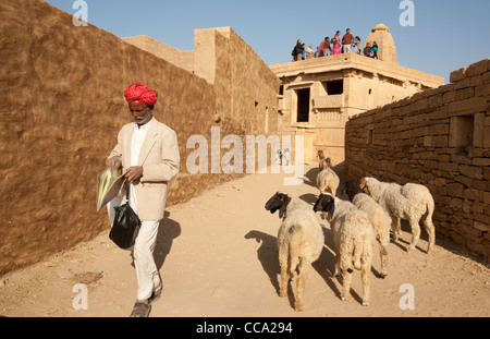 Kuldara (o Kuldhara), un villaggio abbandonato da Paliwal bramino abitanti circa duecento anni fa, Jaisalmer, nel Rajasthan, India Foto Stock