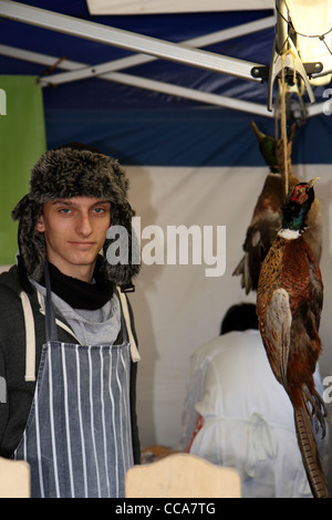 Bancarelle di cibo e bevande a Chatsworth mercatino di Natale Derbyshire Inghilterra Foto Stock