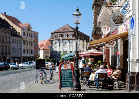 Mercato dell'est della città sassone di Zittau in Alta Lusazia. Foto Stock