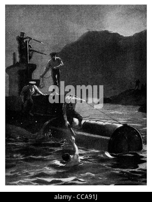 1915 agosto xxi Lieut D'Oyly Hughes nuotato da un sottomarino E11 per distruggere Costantinopoli Baghdad viadotto ferroviario aggiudicati DSO Foto Stock