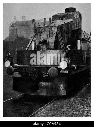 1915 mammoth blindato treno austriaco contro i Prussiani amour rotaia ferroviaria carrello monster difensivo di protezione Foto Stock