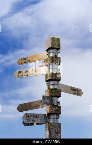 Cartello a Cape Point Lighthouse, Cape Peninsula, Western Cape, Sud Africa Foto Stock