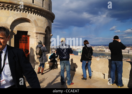 Il Bastione dei Pescatori sulla Collina del Castello Buda, Budapest, Ungheria Foto Stock