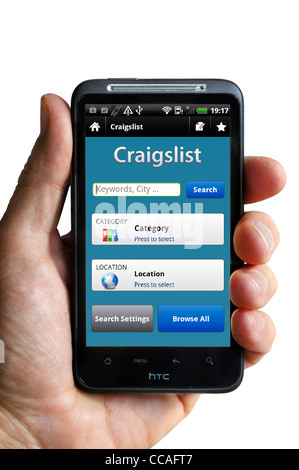 Il Craigslist android app su un smartphone HTC Foto Stock