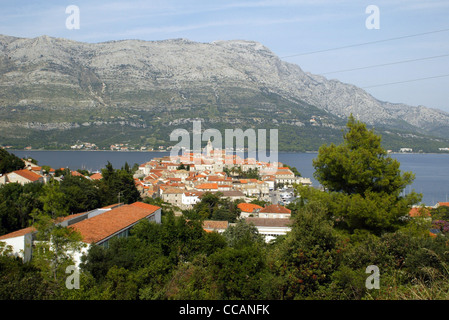 Korcula. Piccola isola città vicino a Dubrovnik in Croazia. Foto Stock