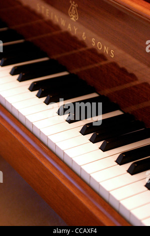 Tasti di pianoforte su un piano Steinway Foto Stock