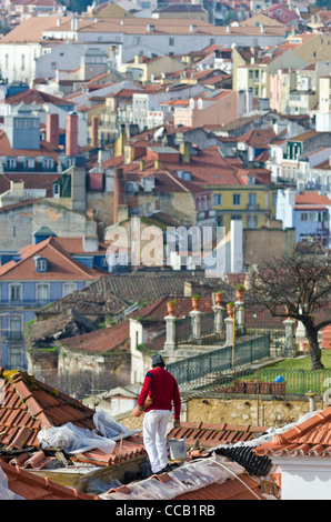 Viste dal Miradouro Santa Catarina. Bairro Alto, Lisbona. Portogallo Foto Stock