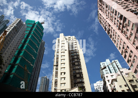 Elevato aumento di densità hi strettamente impaccate edifici appartamento Sheung Wan hong kong RAS di Hong kong cina asia Foto Stock