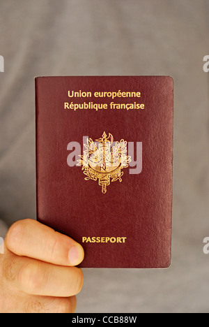 Il francese passaporto europeo, vicino fino Foto Stock