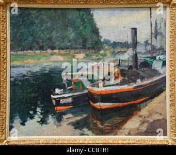Chiatte a Pontoise, 1876, di Camille Pissarro Foto Stock