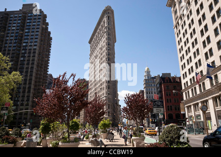 Flatiron Building e il Madison Square Park, New York Foto Stock