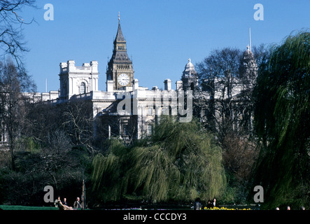 St James Park e Westminster, Londra, Inghilterra UK Big Ben Home Office edificio edifici Foto Stock