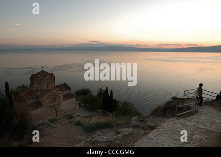 Sveti Jovan Kaneo chiesa e il lago di Ohrid Macedonia Foto Stock