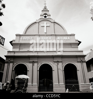 Edificio rosso della Chiesa di Cristo in Piazza Olandese in Malacca Malacca in Malesia in Estremo Oriente Asia sud-orientale. Il cristianesimo architettura cristiana Travel Foto Stock