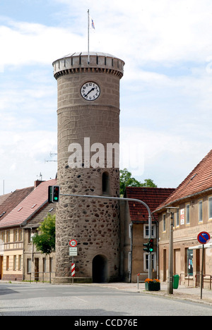 La torre di uccello è parte della città ex fortificazione della cittadina del Dahme in Mark Brandenburg. Foto Stock