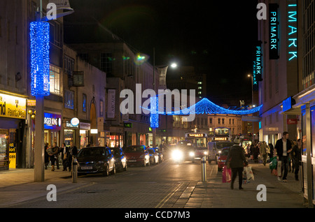 Shopping di Natale street, Broadmead, Bristol REGNO UNITO Foto Stock