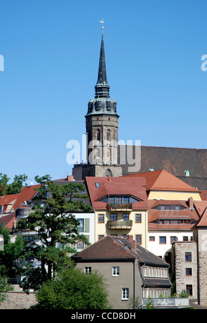 Città vecchia di Bautzen con una cattedrale Saint Petri. Foto Stock