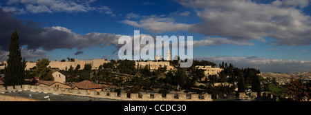 Vista panoramica del Monte Sion la città vecchia di Gerusalemme Est Israele Foto Stock