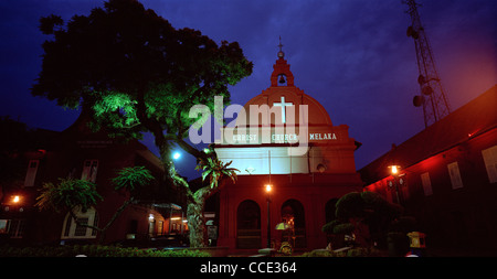 Twilight notte presso la Chiesa di Cristo in Piazza Olandese in Malacca Malacca in Malesia in Estremo Oriente Asia sud-orientale. Storia Travel Foto Stock