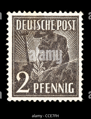 Francobollo: Deutsche Post, PIANTATRICE 2 Pfennig, 1947, condizione di menta Foto Stock