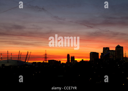 Tramonto sulla Docklands, Londra Foto Stock
