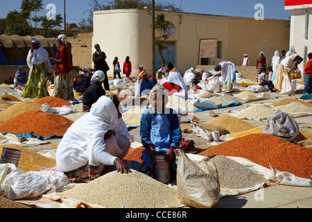 Mercato del Grano in Dekamhare, Eritrea, Africa Foto Stock