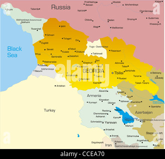 Illustrazione Vettoriale della Georgia mappa Foto Stock