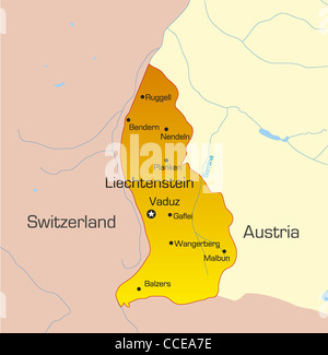 Colore del vettore Mappa di Liechtenstein paese Foto Stock