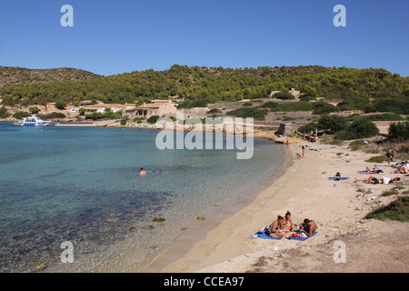 Di scena sul isola di Cabrera, arcipelago di Cabrera delle isole, Spagnolo parco naturale, situato a sud est di Palma de Mallorca / Maiorca Foto Stock