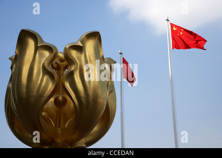 Golden Bauhinia scultura in piazza Wan Chai hong kong RAS di Hong kong cina asia Foto Stock