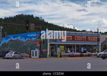 American Black Hills Custer South Dakota negli Stati Uniti Vista su una piccola strada cittadina ad alta risoluzione Foto Stock