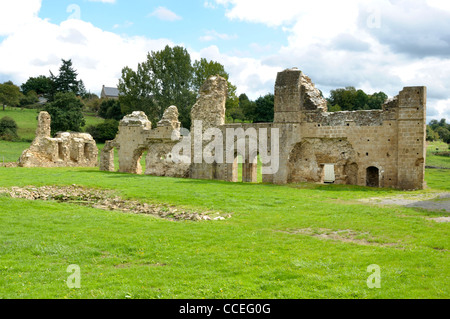 Rovine dell'Abbazia di Savigny, XII (Savigny le Vieux, Normandia, Francia). Foto Stock