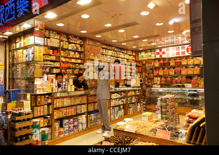 Sanità cinese negozio alimentari farmacia il dispensario di hong kong RAS di Hong kong cina asia Foto Stock