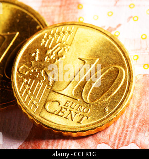 Dieci euro cent close up sulla banconota Foto Stock