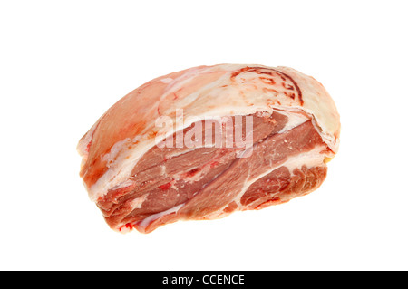 Materie spalla di agnello joint isolata contro bianco Foto Stock