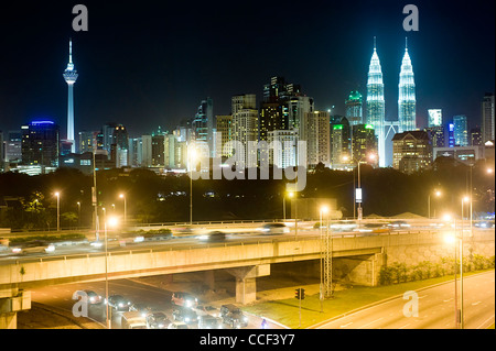 Panorama di Kuala Lumpur a notte. Malaysia Foto Stock