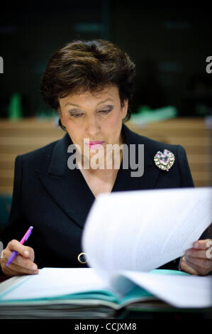 6 dicembre 2010 - Bruxelles, BXL, Belgio - Il ministro francese della solidarietà e della coesione sociale Roselyne Bachelot-Narquin prima dell'Occupazione, politica sociale, Salute e Consumatori (Consiglio EPSCO) a Bruxelles, in Belgio il 2010-12-06 da Wiktor Dabkowski (credito Immagine: © Wiktor Dabkowski/Z Foto Stock