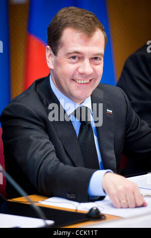 7 dicembre, 2010 - Bruxelles, BXL, Belgio - Presidente della Russia Dmitry Medvedev prima del vertice UE-Russia che si terrà a livello europeo la sede del Consiglio a Bruxelles, in Belgio il 2010-12-07 da Wiktor Dabkowski (credito Immagine: © Wiktor Dabkowski/ZUMAPRESS.com) Foto Stock