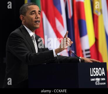 20 nov 2010 - Lisbona, Portogallo - Il Presidente Usa Barack Obama prende parte al vertice. (Credito Immagine: © PhotoXpress/ZUMAPRESS.com) Foto Stock