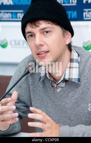 Attore e cantante Giacomo Celentano alla conferenza stampa a Kiev, Ucraina.(Giacomo Celentano è figlio del famoso attore italiano e cantante Adriano Celentano ). Foto Stock