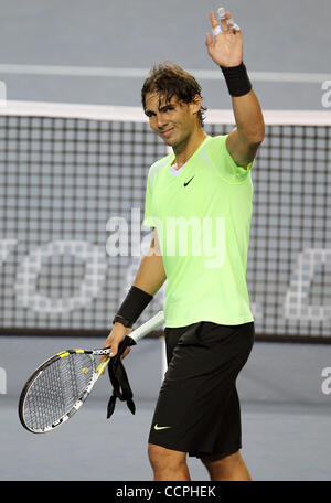 Ottobre 8, 2010 - Tokyo, Giappone - Ott 08, 2010 - Tokyo, Giappone - Rafael Nadal di Spagna celebra dopo la sconfitta di Dmitry TURSUNOV della Russia durante il Rakuten Japan Open Tennis Championships 2010 a Tokyo in Giappone (credito Immagine: © Koichi Kamoshida Jana/press/ZUMApress.com) Foto Stock