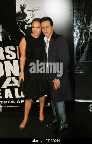 Mar 30, 2008 - New York New York, Stati Uniti - K57090ML.premiere di ''SHINE UNA LUCE'' al Teatro Ziegfeld , New York New York 30/03/-2008.PHOT DA - Jennifer Lopez e Marc Anthony(Immagine di credito: Â© Mitchell Levy/Globe foto/ZUMAPRESS.com) Foto Stock