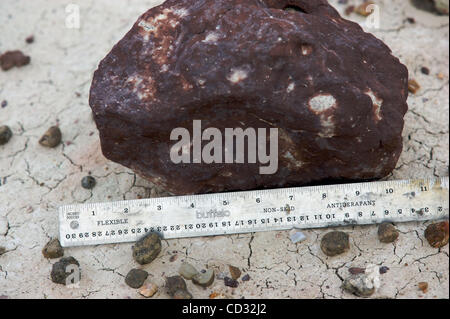 Apr. 04, 2008 - Hanksville, Utah, Stati Uniti - Uno dei campioni di terreno ottenuti durante un EVA. Il campione sarà testato per il contenuto di sale e "Culture Extremo' (batteri che prosperano in ambienti estremi). (Credito Immagine: © Ruaridh Stewart/zReportage.com/ZUMA) Foto Stock