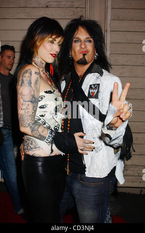 21 maggio 2008 - Hollywood, California, Stati Uniti - Ho13370PR.MAXIM'S 2008 HOT 100 PARTY - Gli arrivi al Paramount Studios di Los Angeles , California , 05-21-2008. - - KAT VON D (L) e Nikki Sixx(Immagine di credito: Â© Phil Roach/Globe foto/ZUMAPRESS.com) Foto Stock