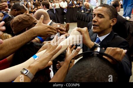 4 novembre 2008 - Barack Obama eletto 44th Presidente degli Stati Uniti d'America.Maggio 21, 2008 - Tampa, Florida, Stati Uniti d'America - Illinois il senatore democratico alla presidenza e di speranza Barak Obama parla durante un evento di campagna a St. Pete Times Forum di Tampa, Florida. Il rally è stato il primo fermo su un thr Foto Stock