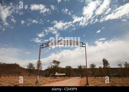 Settembre 17, 2008 - Alice Springs, Territorio del Nord, l'Australia - un cammello fattoria alla periferia di Alice Springs ospita quotidianamente le corse di cammelli. (Credito Immagine: © Marianna giorno Massey/ZUMA Press) Foto Stock