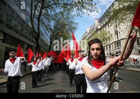 Maggio 01, 2008 - Londra, Inghilterra, Regno Unito - un lavoro e socialista e marzo Rally si è tenuta a Londra oggi per celebrare il giorno di maggio.ÊTraditionally sin dal 1904, il primo maggio Êhas stata una celebrazione markingÊInternational lavoratori giorno. Il mese di marzo è stata legata a manifestazioni in altre città capitali ac Foto Stock